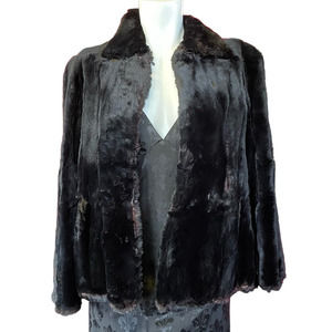 Vintage 70s 80s Wermuth Furs Black Plush Fur Teddy Coat Black Lux Womens L/XL